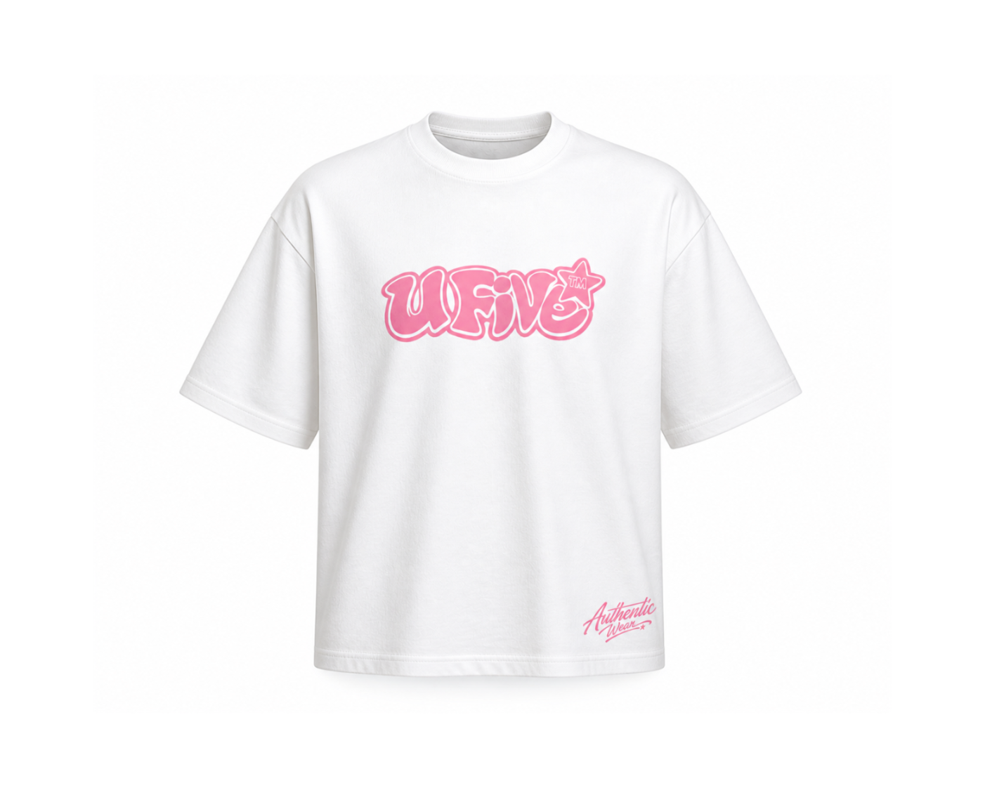 White T-Shirt – Pink UFive™️