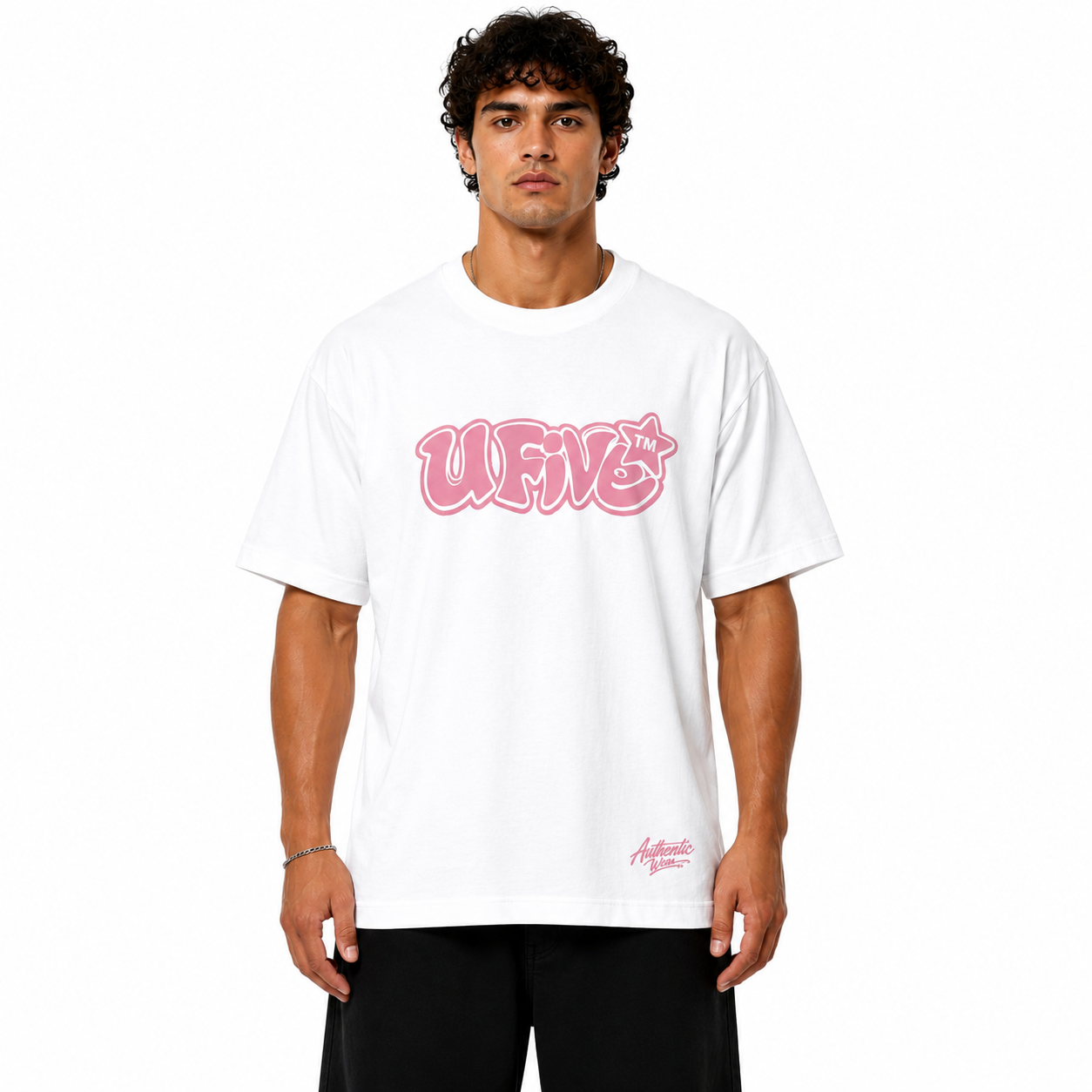 White T-Shirt Pink UFive™️