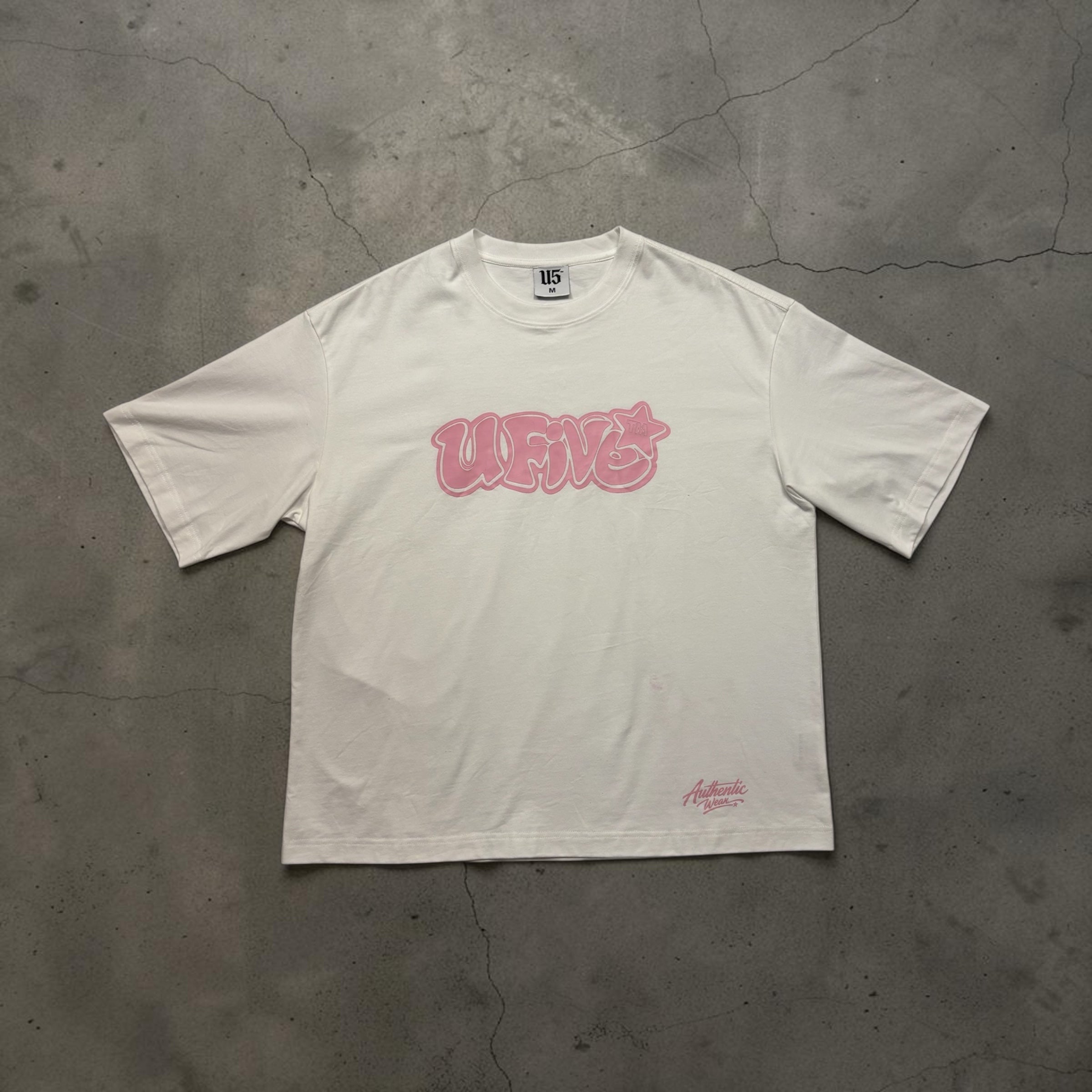 White T-Shirt – Pink UFive™️