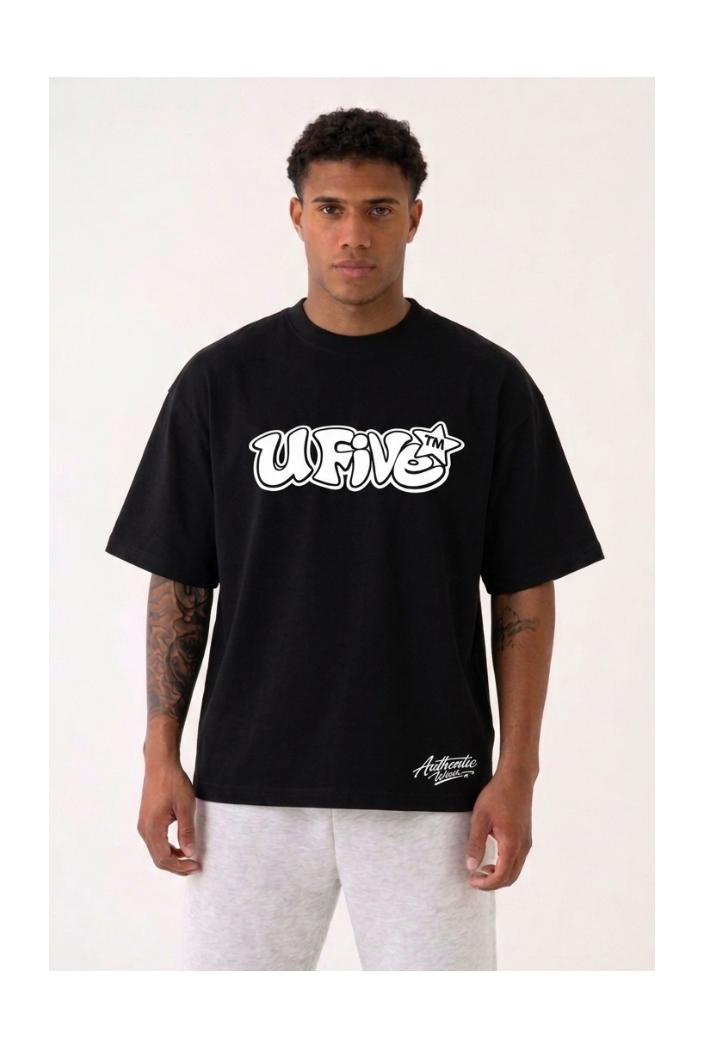 Black T-Shirt – White UFive™️